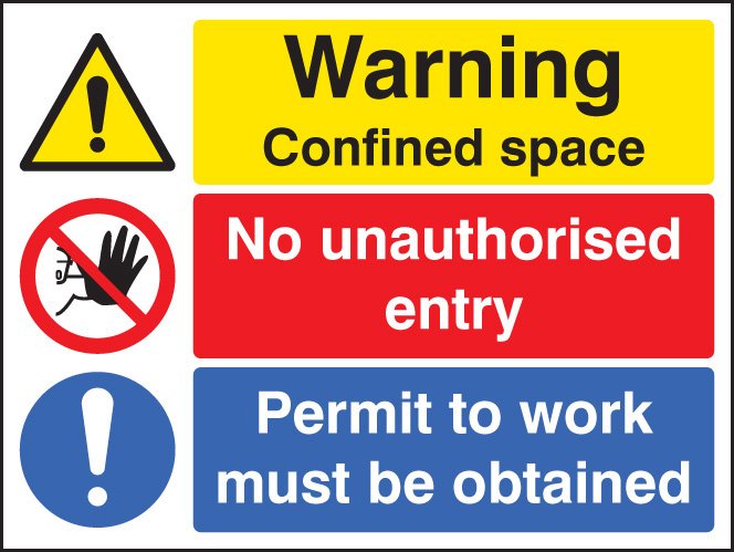 Warning confined space no entry permit to work   Size: H (300x25