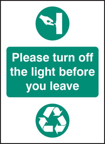 Please turn off light before you leave   Size: A (100x75mm)