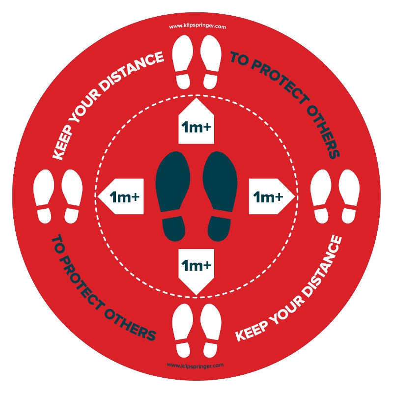 "Keep Your Distance To Protect Others, 1 Metre +" Floor Vinyl - Round