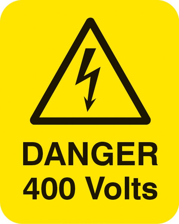 Danger 400 volts Sheet of 25 labels 40x50mm