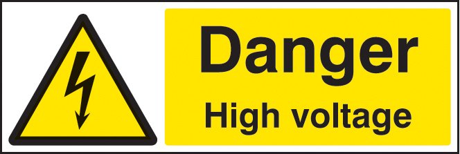 Danger high voltage 600x200mm adhesive backed