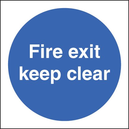 Fire exit keep clear 80x80mm adhesive backed