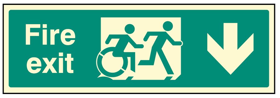 Disabled fire exit arrow down - inclusive design