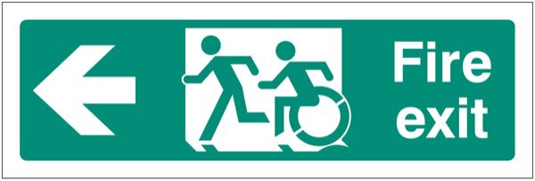 Disabled fire exit arrow left - inclusive design