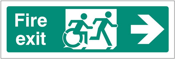 Disabled fire exit arrow right - inclusive design