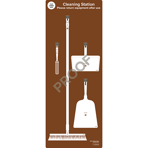 Floor Cleaning Station with Hand Shovel (With Utensils) - Brown