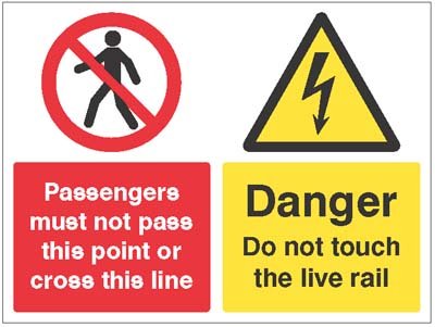 Passengers must not pass this point or cross this line, Danger d