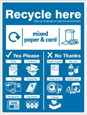 Paper & Cardboard - WRAP Recycle here sign   Size: Q (600x450mm)